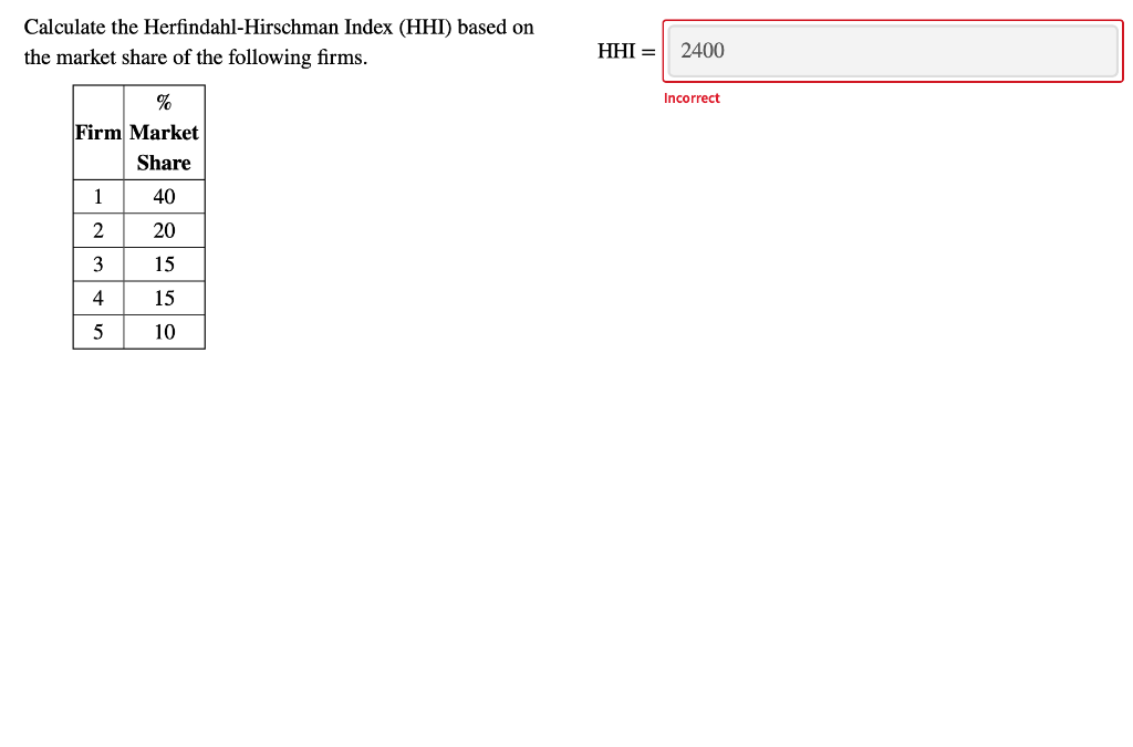 how to calculate hhi index in excel