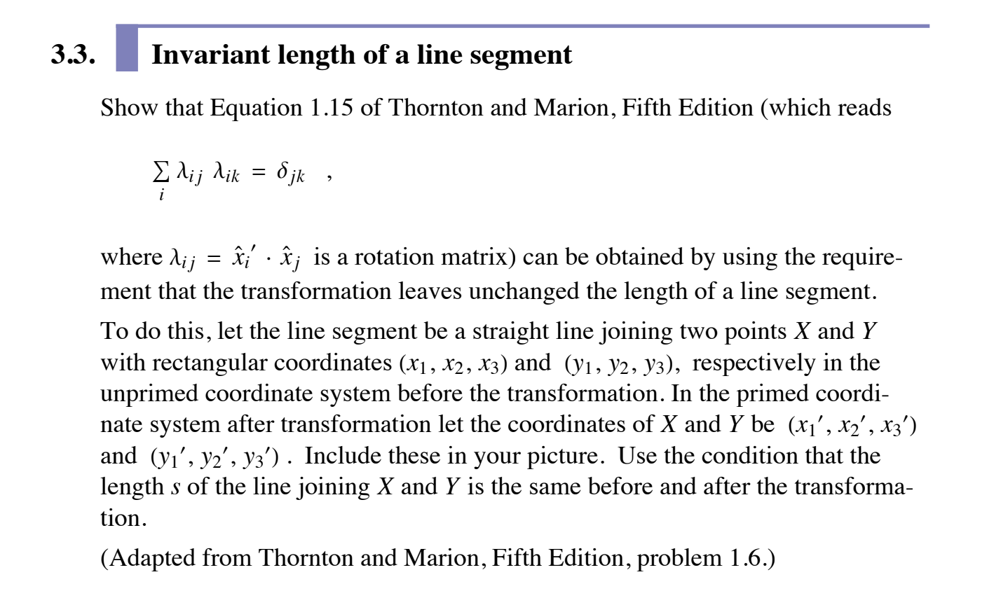 Solved 3.3. Invariant length of a line segment Show that | Chegg.com