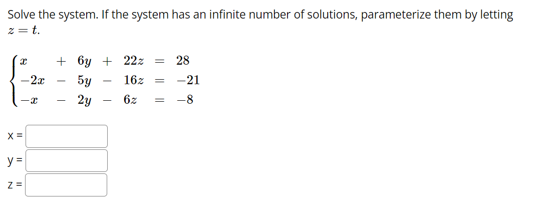 Solved Solve the system. If the system has an infinite | Chegg.com