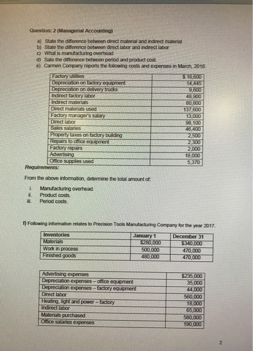 Solved a) State the difference between direct material and
