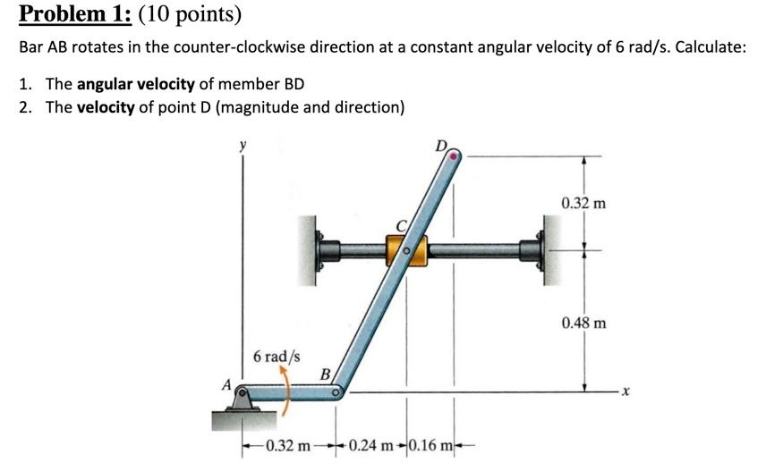 Solved Problem 1: (10 points) Bar AB rotates in the | Chegg.com