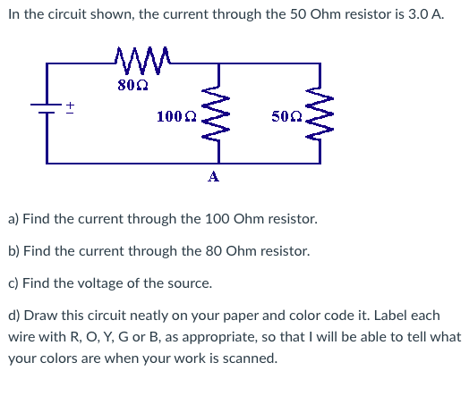 Solved In the circuit shown, the current through the 50 Ohm | Chegg.com
