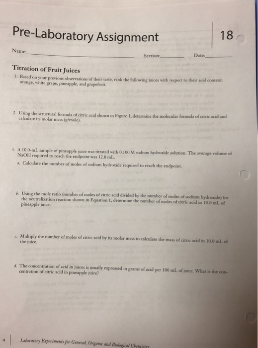 Solved Titration of Fruit Juices 18 Introduction The