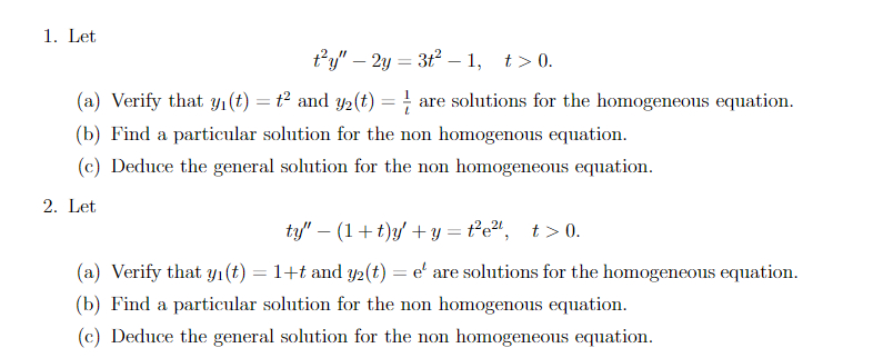 Solved Differential equation problem for second order. I | Chegg.com