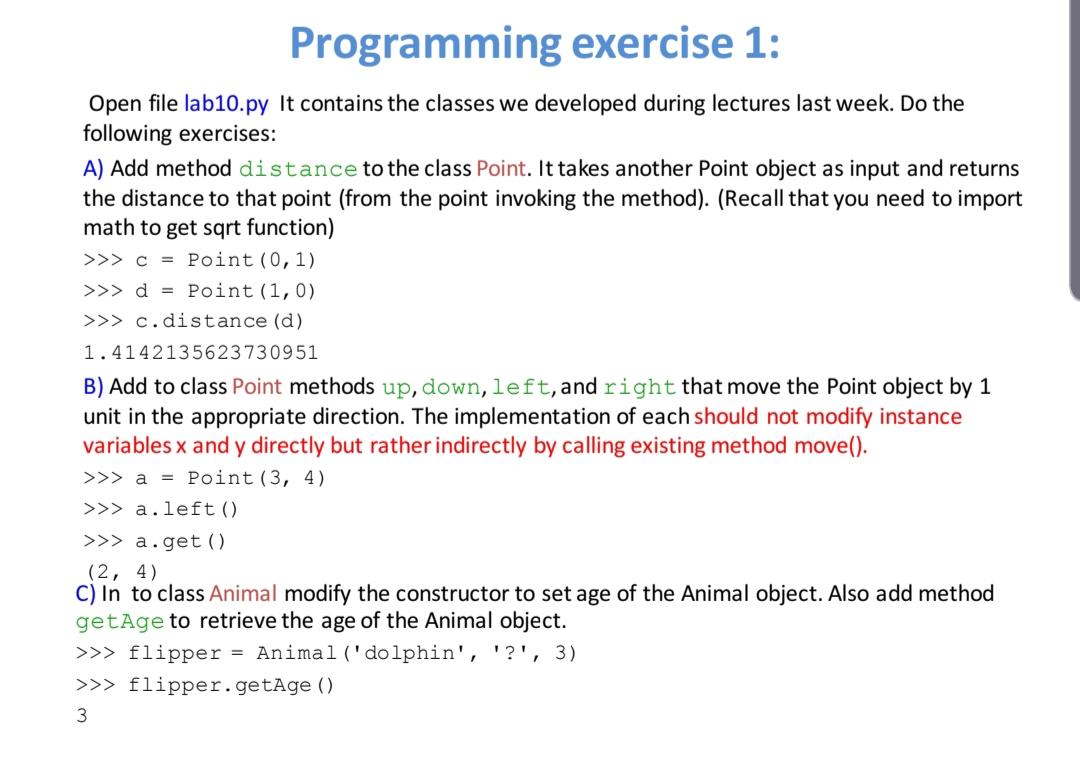Solved class Point: 'class that represents a point in | Chegg.com