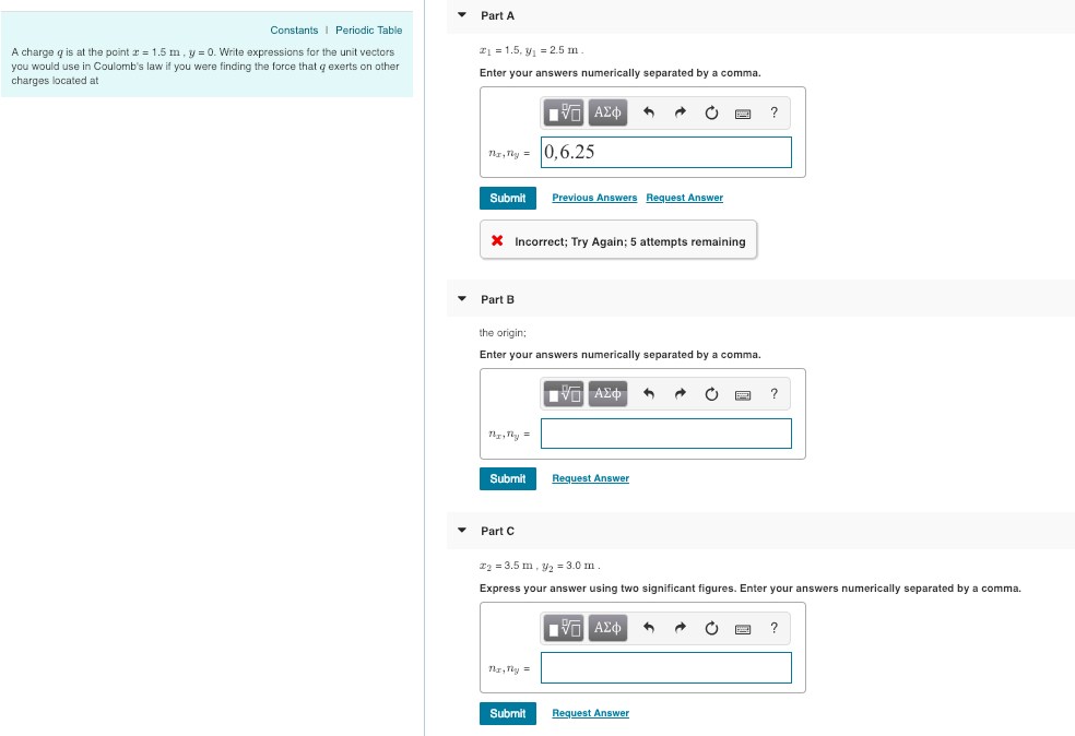 Solved Part A Constants Periodic Table A charge q is at the | Chegg.com