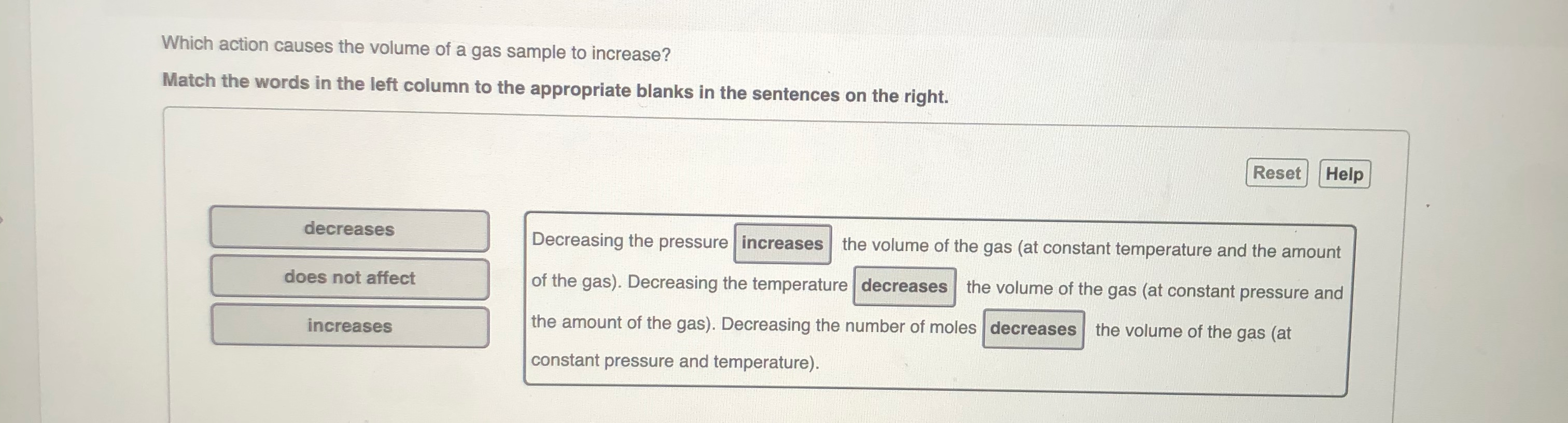 Solved Which action causes the volume of a gas sample to | Chegg.com