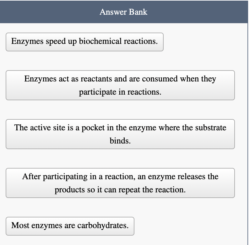 Solved Classify each statement about enzymes as true or