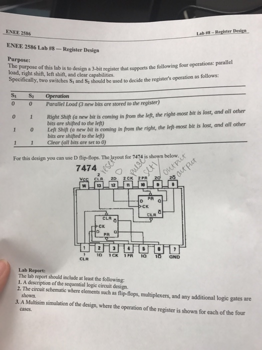 The purpose of this lab is to design a 3-bit register | Chegg.com
