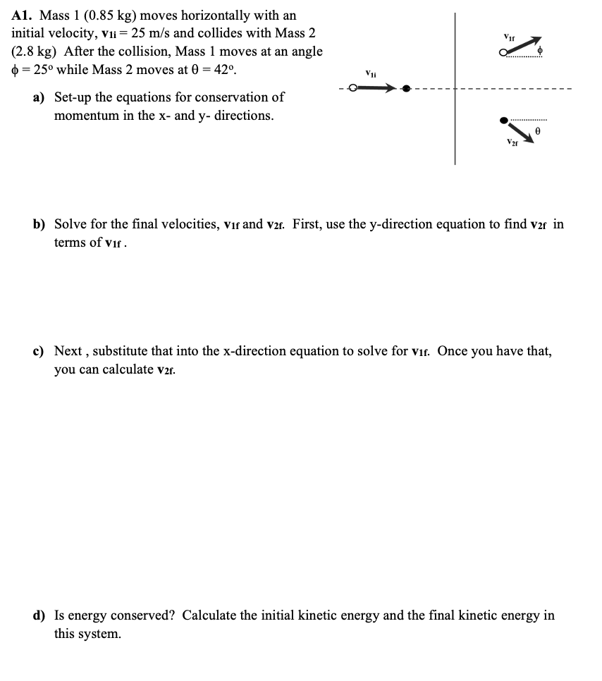 Solved A1. Mass 1(0.85 kg) moves horizontally with an | Chegg.com