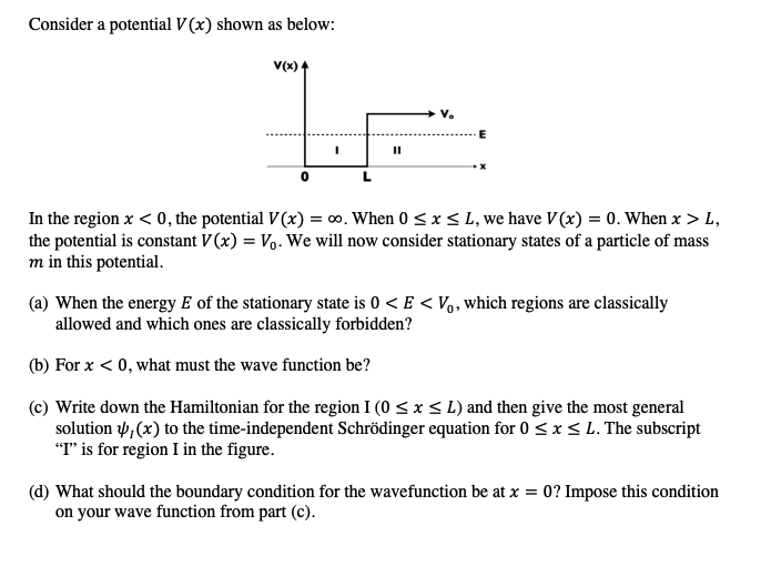 Solved Consider A Potential V X Shown As Below V X 0 L Chegg Com