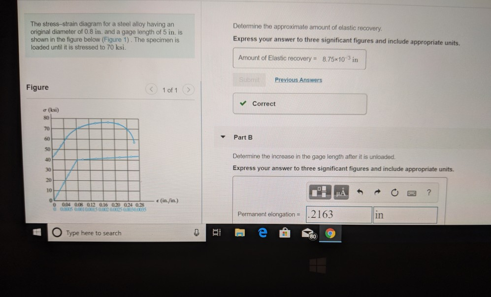 Solved Determine the approximate amount of elastic recovery. | Chegg.com