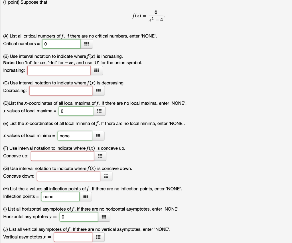 Solved 1 Point Suppose That F X 6x2 4 F X 6 X 2 Chegg Com