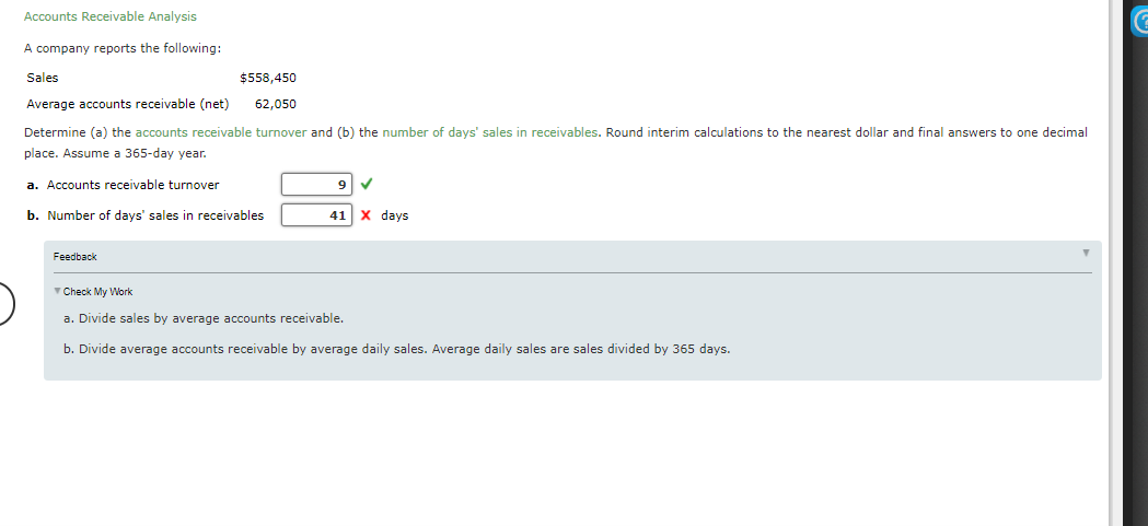 Solved Accounts Receivable Analysis A Company Reports The | Chegg.com