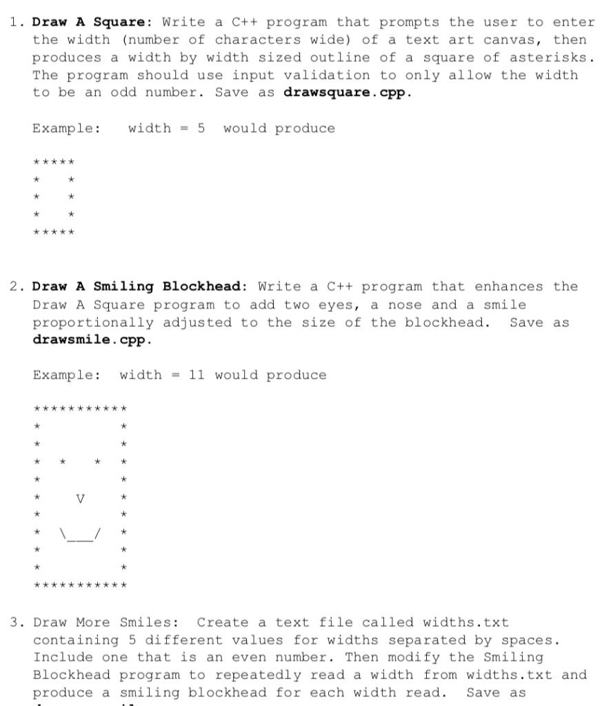 Solved 1. Draw A Square: Write a C++ program that prompts | Chegg.com