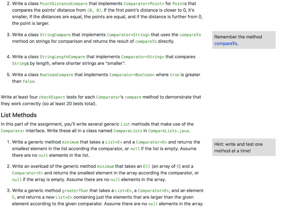 Solved The Comparator interface in Java describes | Chegg.com