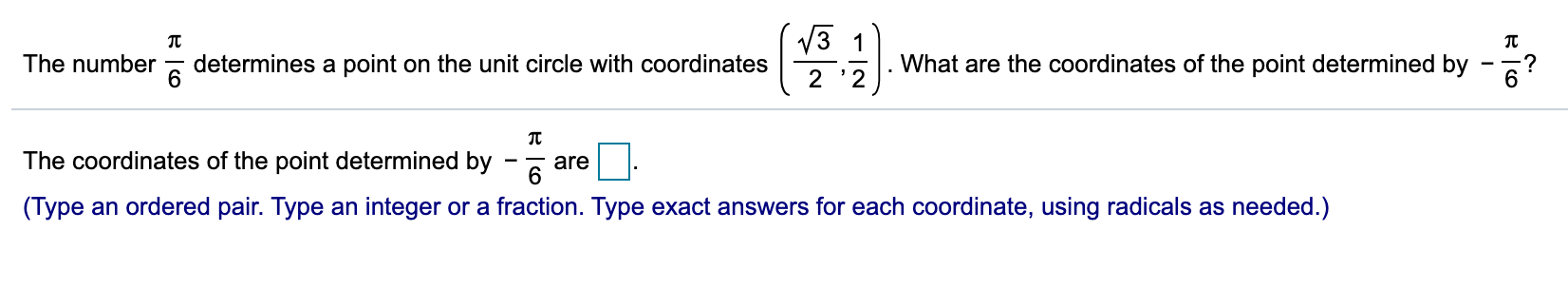 Solved The number 元16 determines a point on the unit circle | Chegg.com