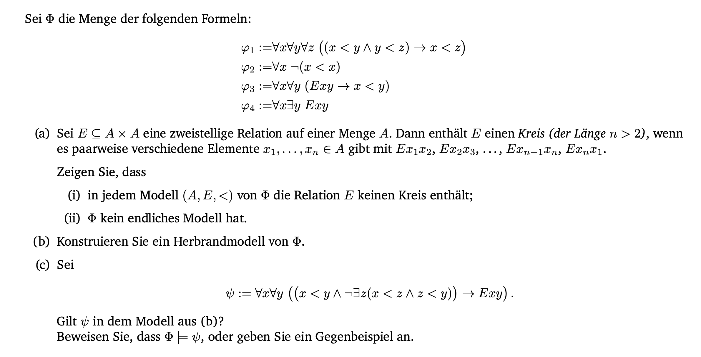 Solved Let Φ be the set of the following formulas:φ1 | Chegg.com