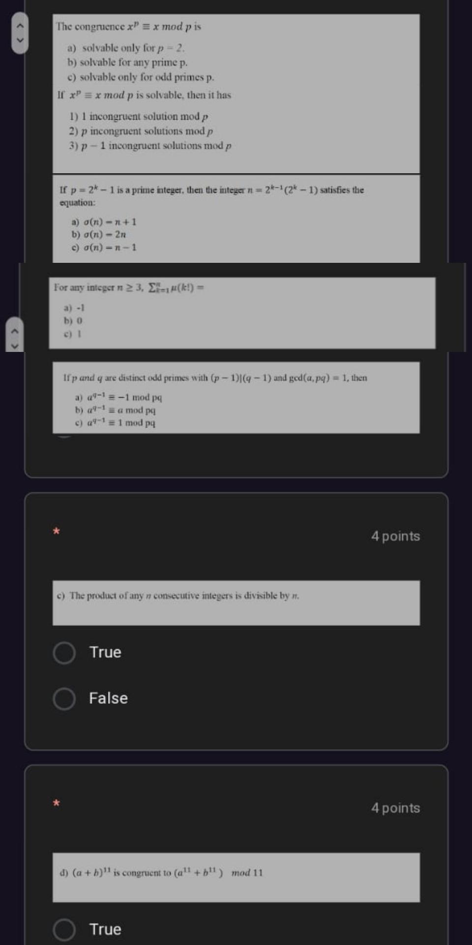 Solved The Congruence X X Mod Pis A Solvable Only For Chegg Com