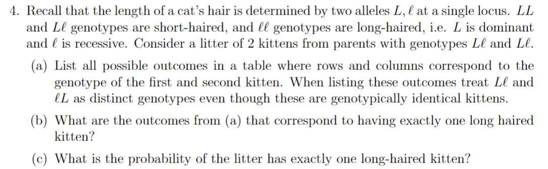 Solved 4. Recall that the length of a cat's hair is | Chegg.com