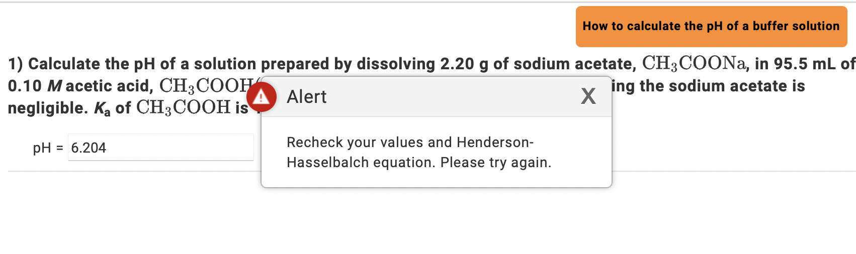 calculate the ph of a buffer solution prepared by dissolving