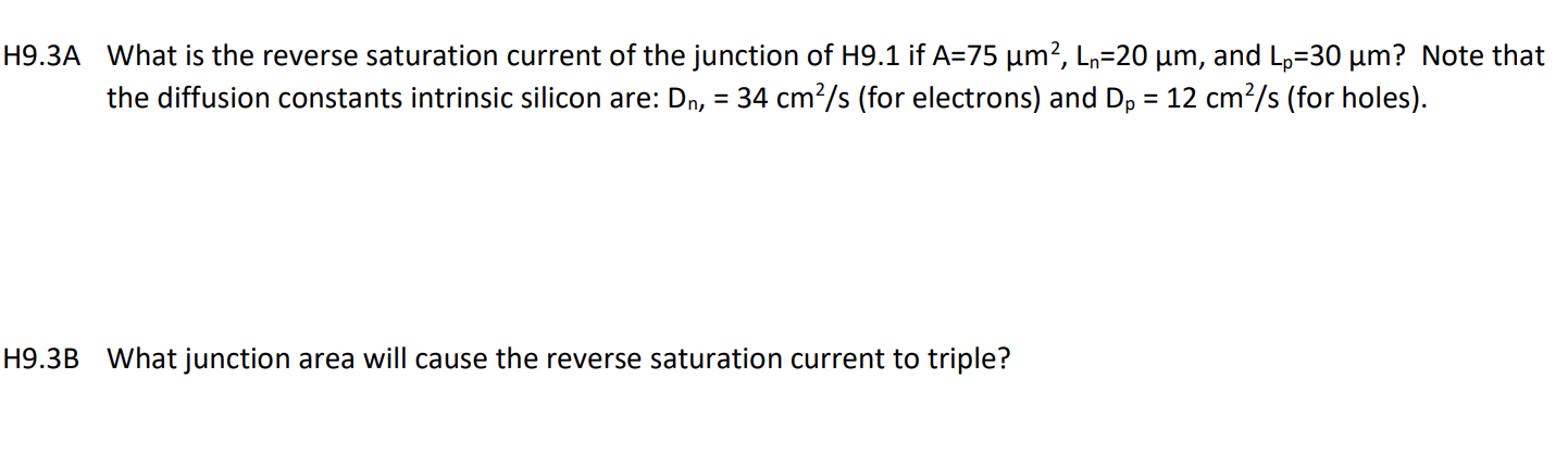 Solved H9.14 A silicon pn junction employs Na = 2 x 1016 | Chegg.com