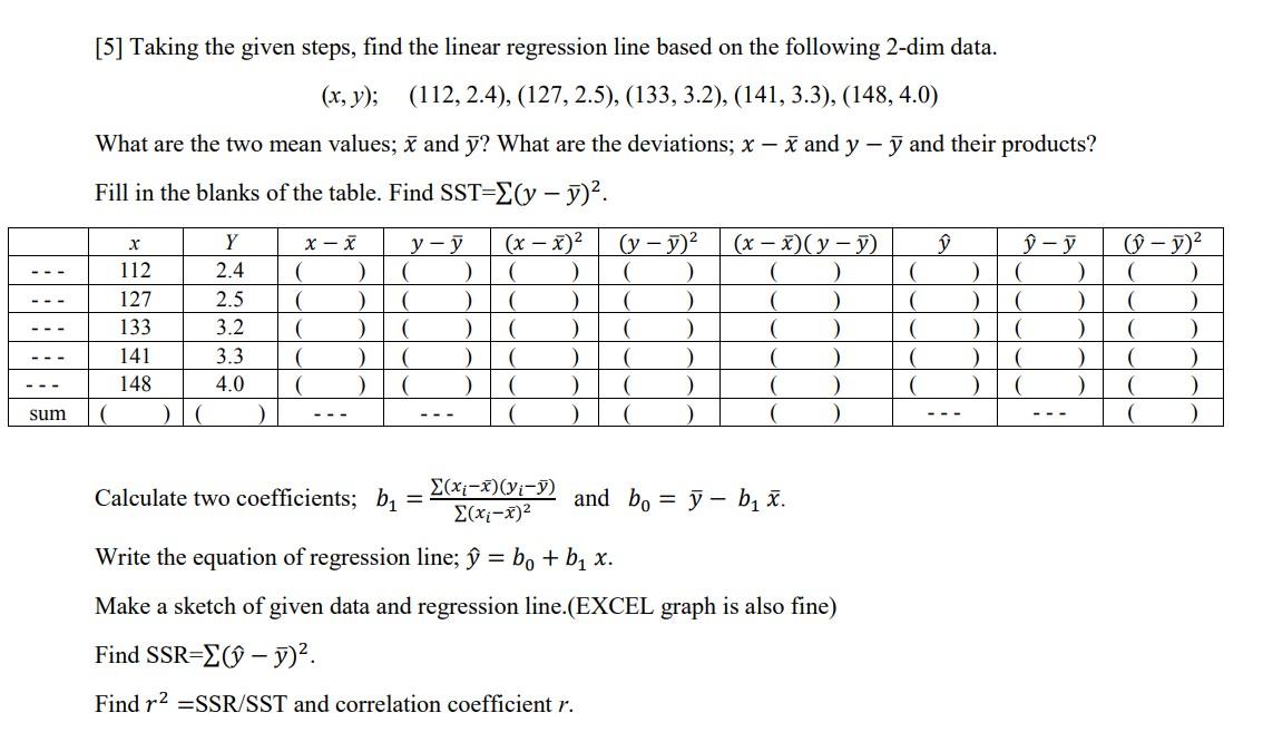 Solved [5] Taking the given steps, find the linear | Chegg.com