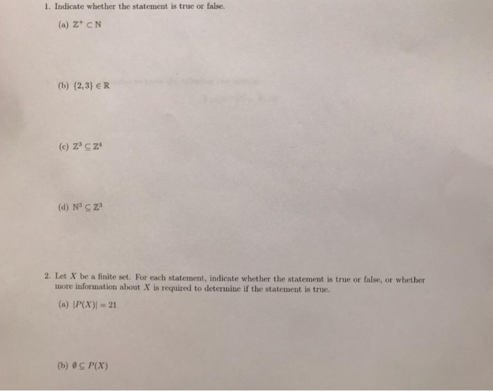 Solved 1. Indicate whether the statement is true or false. | Chegg.com