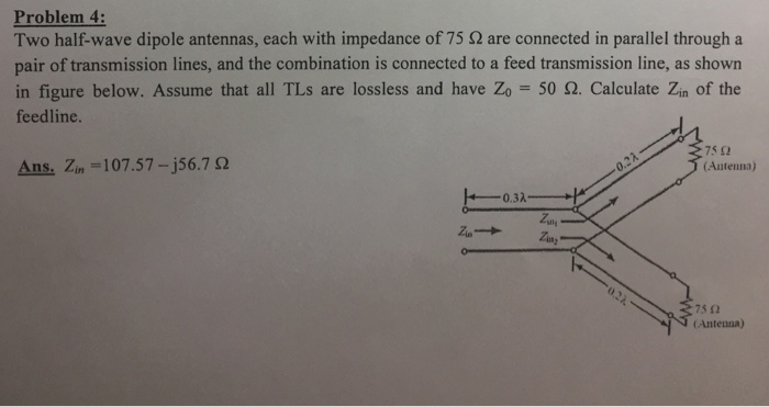 Solved Two Half-wave Dipole Antennas, Each With Impedance Of | Chegg.com