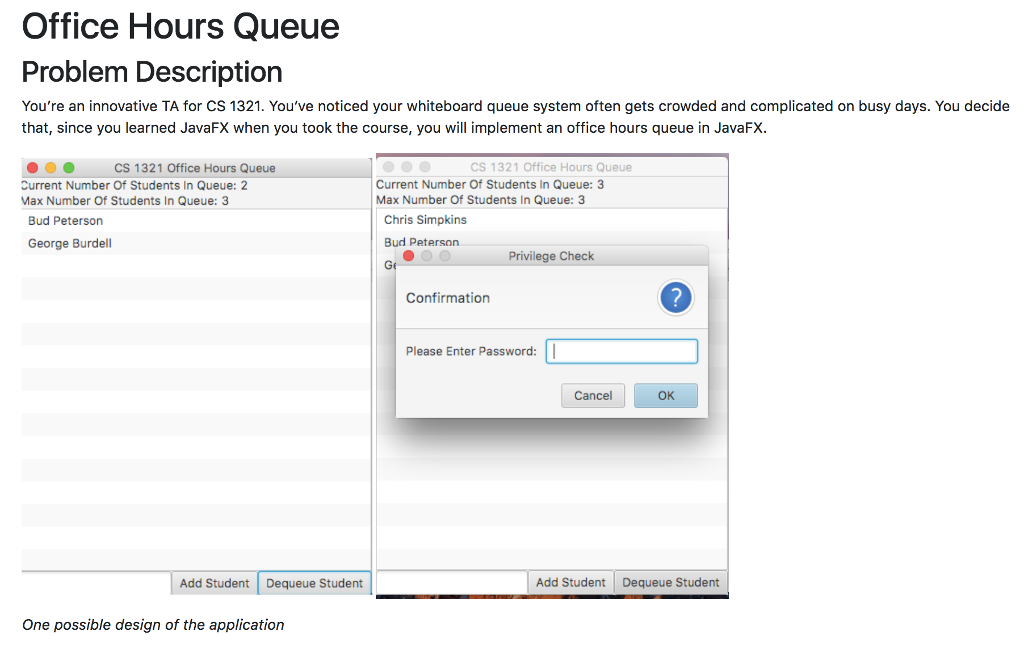 Office Hours Queue Problem Description You're an | Chegg.com