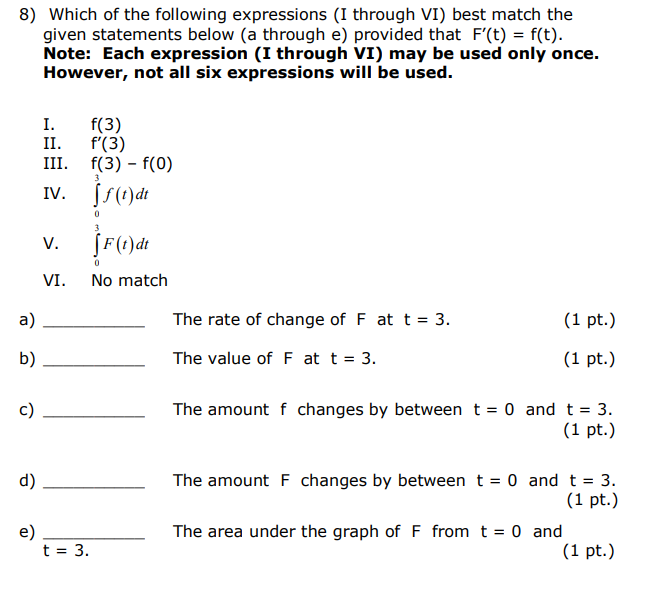 Solved 8 Which Of The Following Expressions I Through V Chegg Com