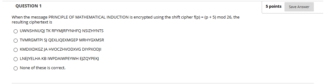Solved QUESTION 1 5 points Save Answer When the message | Chegg.com