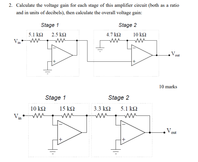 Solved 2. Calculate the voltage gain for each stage of this | Chegg.com