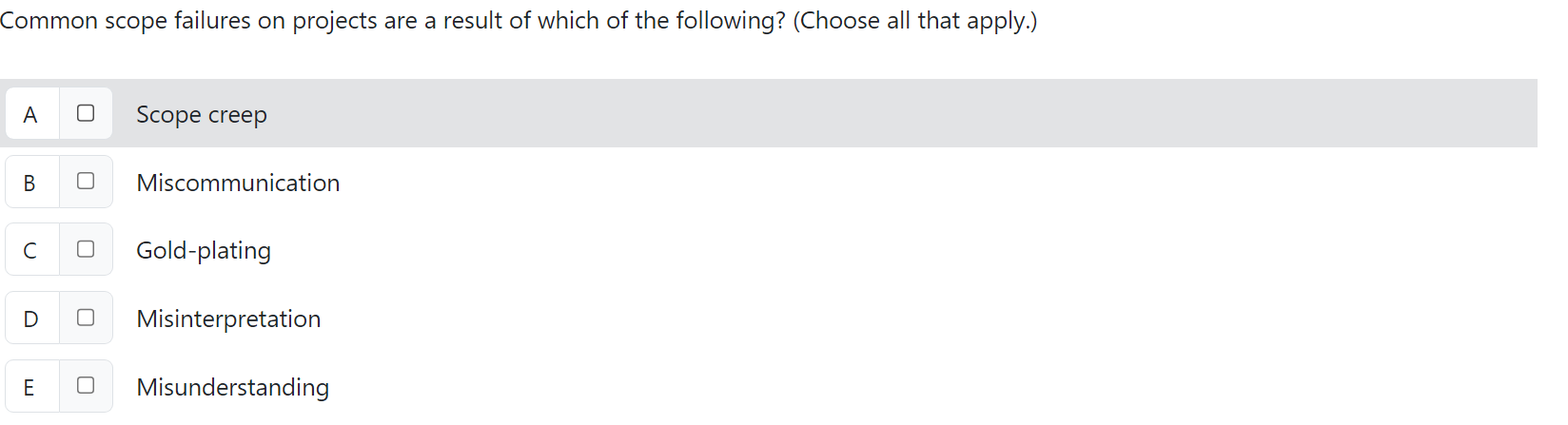 Solved Answer thisCommon scope failures on projects are a | Chegg.com