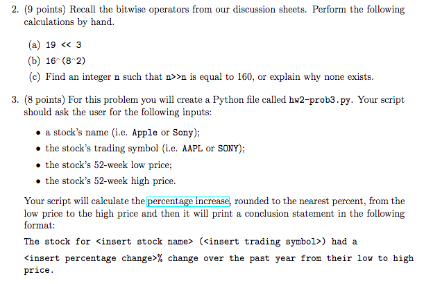 Solved 2. (9 points) Recall the bitwise operators from our | Chegg.com