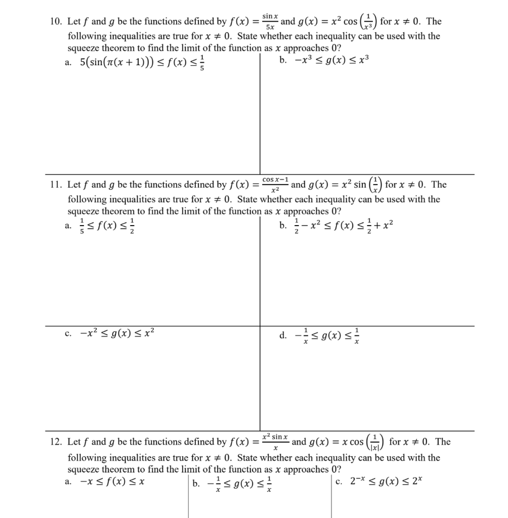 Solved 5x Sinx 10 Let F And G Be The Functions Defined By