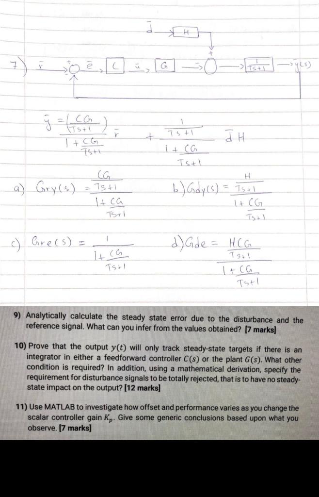 Solved 9) Analytically calculate the steady state error due | Chegg.com