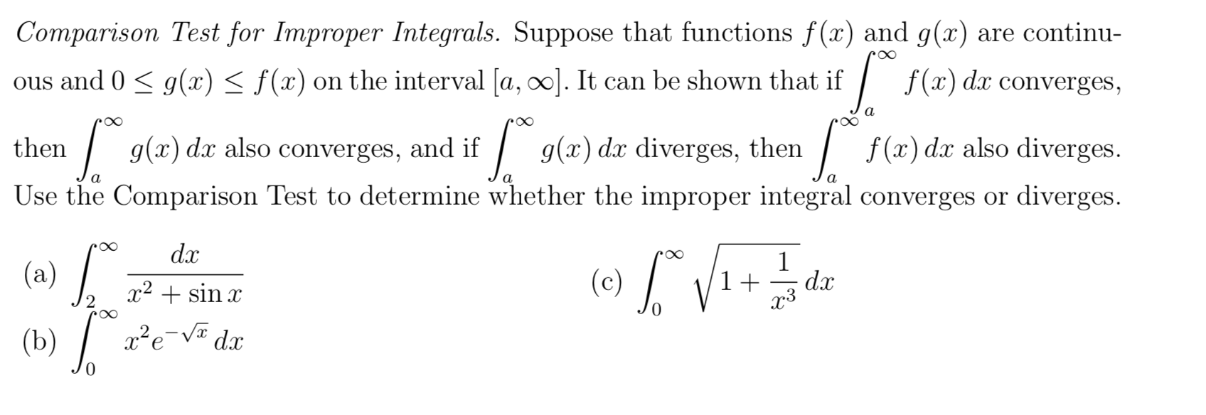 solved-comparison-test-for-improper-integrals-suppose-that-chegg