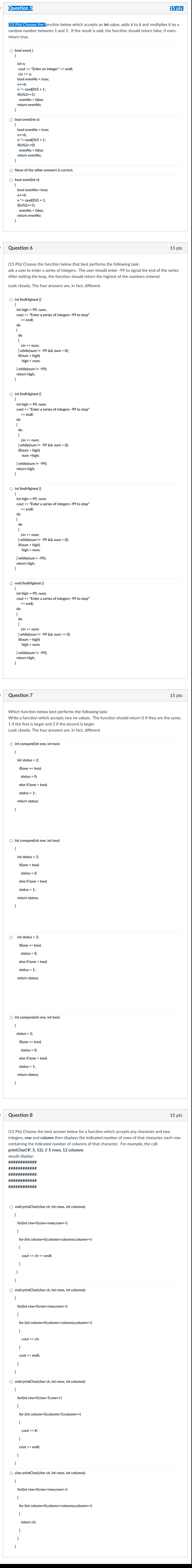 Solved (15 Pts) Choose the function below which accepts an | Chegg.com