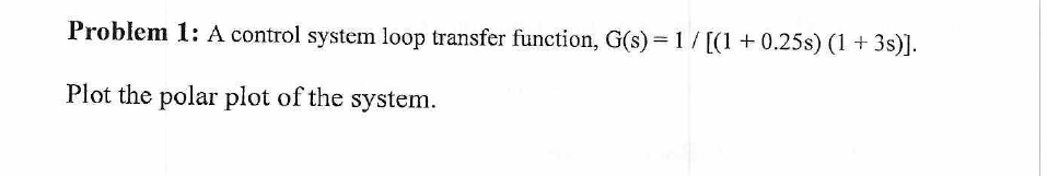 Solved Problem 1: A control system loop transfer function, | Chegg.com