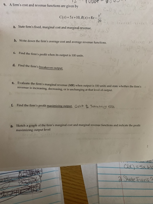 Solved 9. A firm's cost and revenue functions are given by | Chegg.com