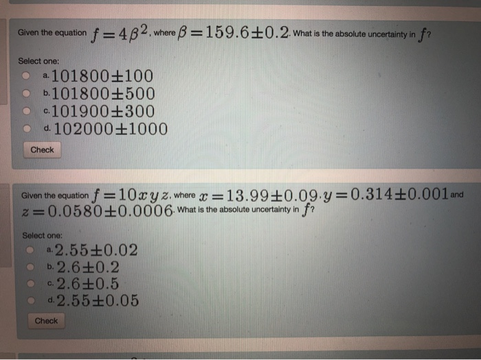 Solved Given the equation , where . 2. What is the absolute | Chegg.com
