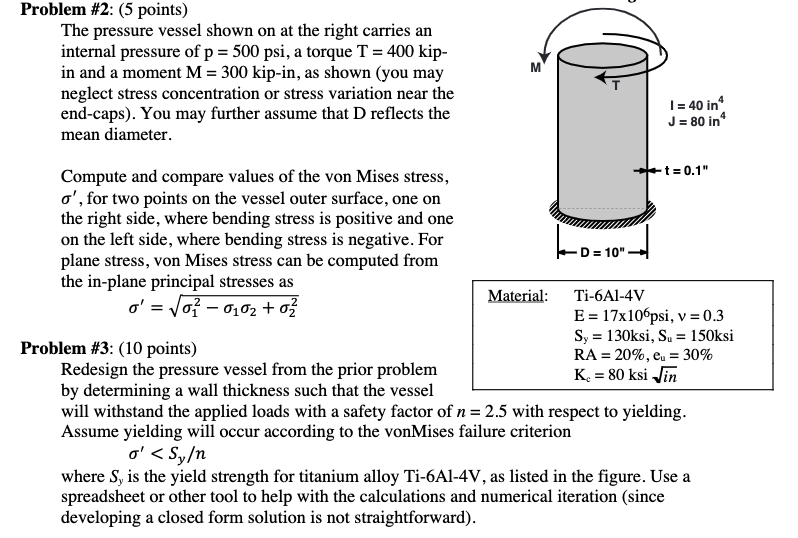 Solved Problem #2: (5 Points) The Pressure Vessel Shown On | Chegg.com