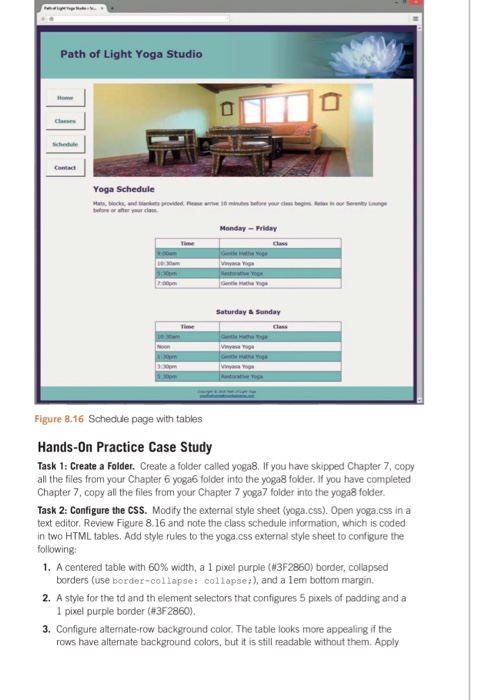 Help with tasks. CSS Provided Yoga css. * { | Chegg.com