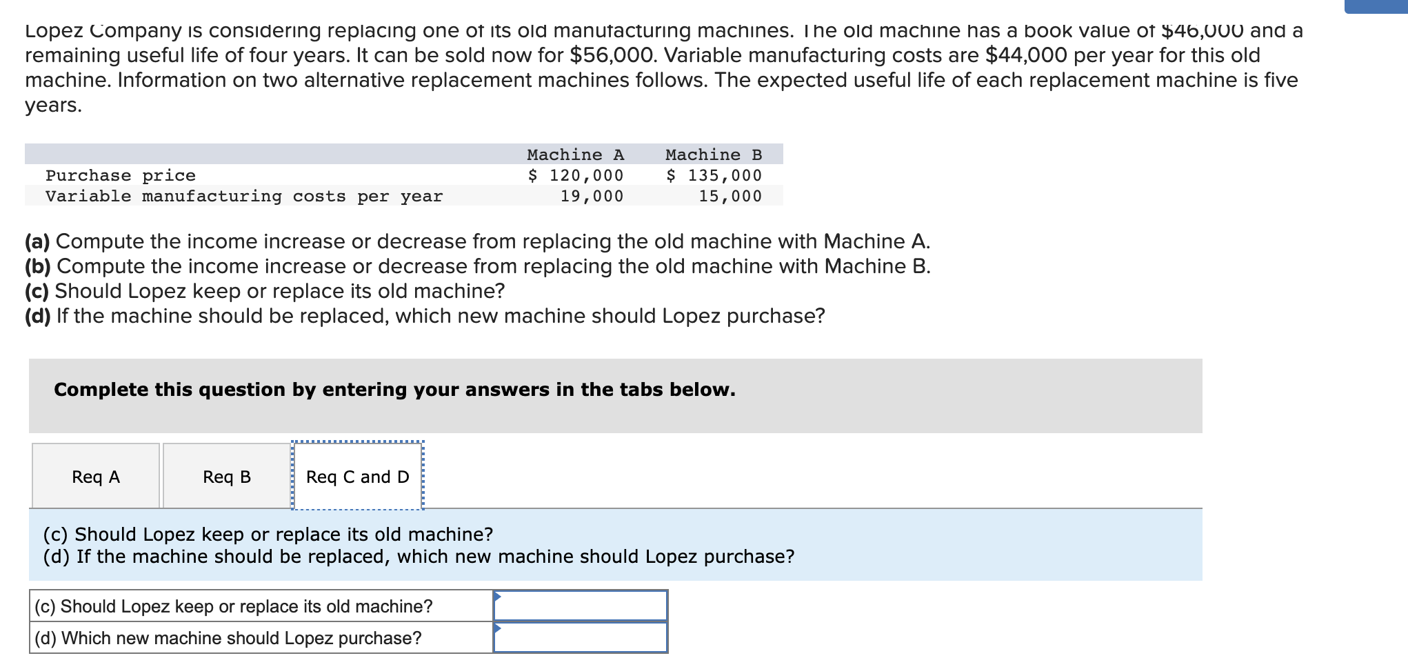 solved-lopez-company-is-considering-replacing-one-of-its-old-chegg