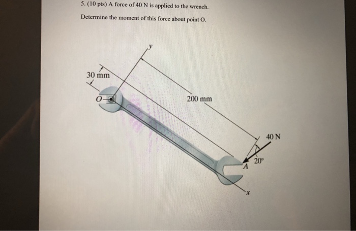Solved 5. (10 pts) A force of 40 N is applied to the | Chegg.com