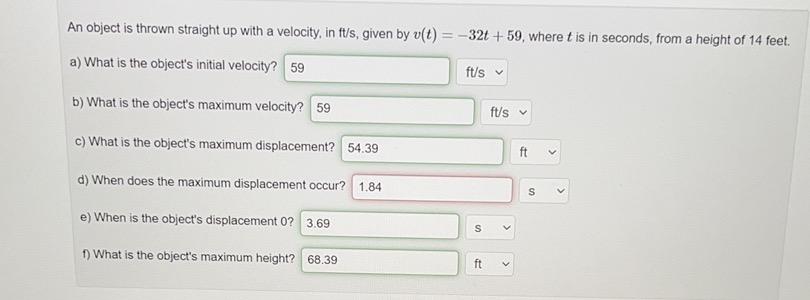 Solved An object is thrown straight up with a velocity, in | Chegg.com