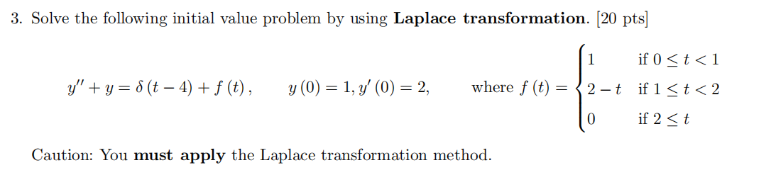 Solved 3. Solve the following initial value problem by using | Chegg.com