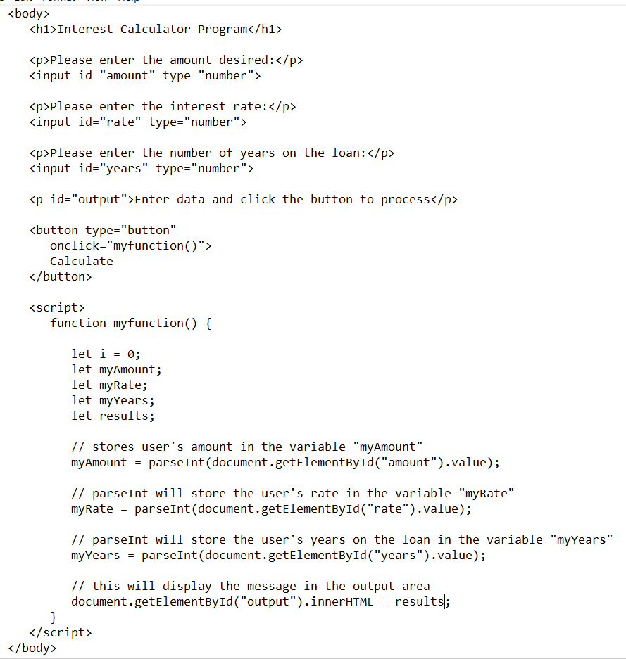 Solved The program should input deposit, rate and year. Add | Chegg.com