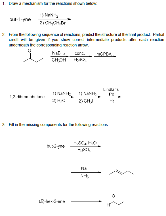 Solved 1. Draw A Mechanism For The Reactions Shown Below: | Chegg.com